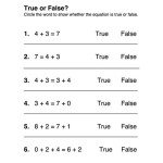 True Or False Equations First Grade